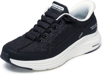 Skechers Womens Contour Foam Cozy Fit Hands Free Slip-ins Sneakers, Black/White, 5.5