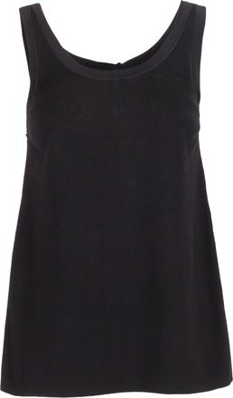 Elisabetta Franchi Sleeveless Tricot Contrast Gold Tank Top