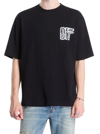 Off-white Loose Fit Black Short-Sleeve T-Shirt with Graphic Elements