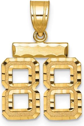 Diamond2Deal 14k Yellow Gold Small Brushed Diamond-cut Number Charm Pendant