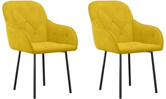 vidaXL Sillas De Comedor 2 Unidades Terciopelo Amarillo Vidaxl