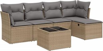 vidaXL Vidaxl - Juego De Sof&aacute;s Jard&iacute;n Con Cojines Beige Mezcla 6 Pzas Rat&aacute;n Pe