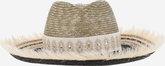 Ferruccio Vecchi Womens Straw And Viscose Blend Hat With Embroidery