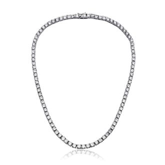 Rachel Glauber White Gold Plated Cubic Zirconia 3mm Tennis Necklace