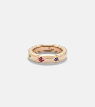POMELLATO Iconica Extra Slim 18kt rose gold ring with gemstones