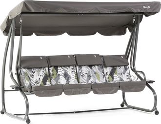 Siediti Fuori e Dentro Columpio 4 plazas gris reclinable tipo cama con techo regulable
