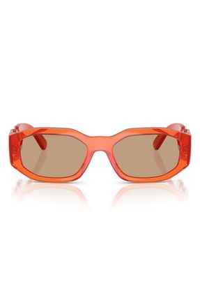 Versace Biggie 53mm Round Sunglasses in Orange/light Brown at Nordstrom