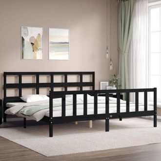 vidaXL Bed Frame without Mattress Black 200x200 cm Solid Wood Pine Vidaxl