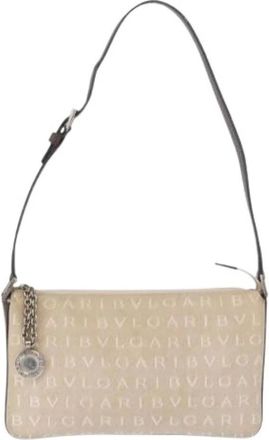 Bulgari Pre-owned Shoulder Bags, female, Beige, Size: ONE SIZE Pre-owned Canvas Shoulder Bag