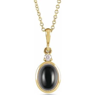 Allurez Oval Natural Onyx & Diamond Pendant Necklace 14K 2.03ct in Onyx, Yellow Gold at Nordstrom, Size 18