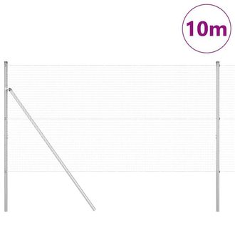 Berkfield Home Modern Welded Wire Fence with 7 Posts 1.2x10 m Galvanised Steel in Silver