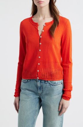 Rag & Bone Michelle Pointelle Cardigan in Red at Nordstrom, Size Xx-Small