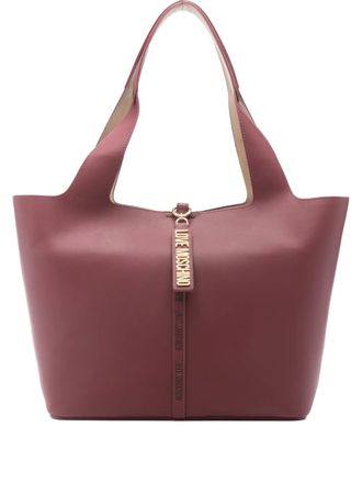 Love Moschino pendant leather tote bag - Rosso