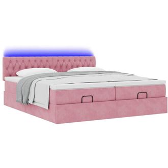 vidaXL Estructura De Cama Otomana Colchones Terciopelo Rosa 180x200cm Vidaxl