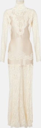 Paco Rabanne Lace-trimmed maxi dress