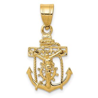 Diamond2Deal 14k Yellow Gold Mariners Cross Pendant