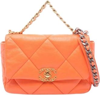 Chanel Pre-owned 19 Matelasse Borsa a Spalla in Pelle - - Pre-owned - Donna - Arancione - ONE SIZE