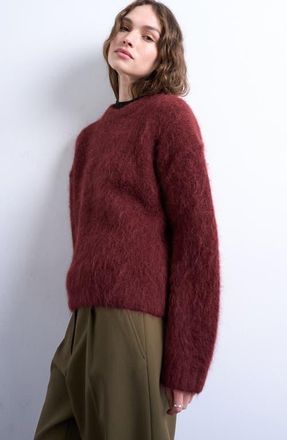 Topshop Alpaca Blend Boxy Sweater in Burgundy at Nordstrom, Size X-Small