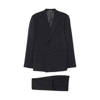 Emporio Armani Double-Breasted Suit - Heren - Pakken - Zwart - Maat: L Wol