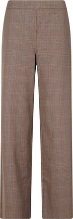 Essentiel High-Waisted Checkered Wide Leg Pants With Pleated Front