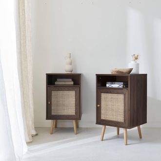Sweeek Pair Of Scandi-style Bedside Tables With Cupboard in Brown