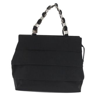 Ferragamo Vala Canvas Black Canvas Handbag (Pre-Owned)