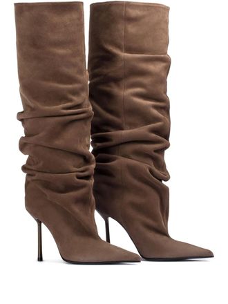 Le Silla Stivali Bella in pelle scamosciata 100mm - Marrone