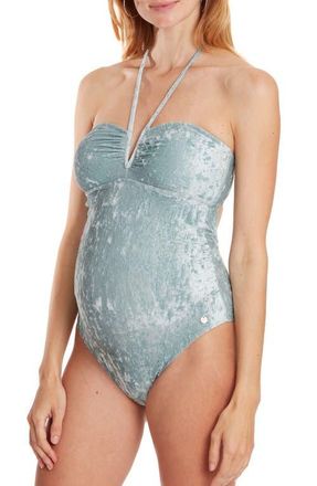 Cache Coeur Mykonos Maternity swimsuit in Silver Green at Nordstrom, Size X-Small