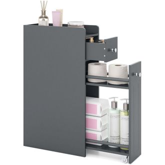 Costway 4-Tier Narrow Toilet Side Storage Cabinet w/Slide Out Drawers-Grey