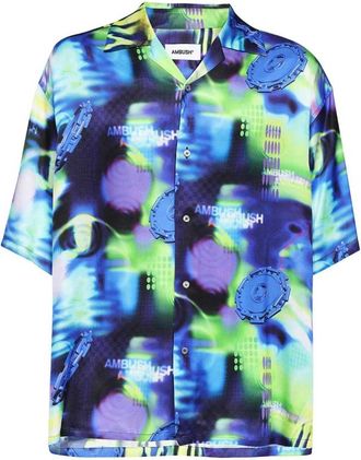 AMBUSH Abstract-Pattern Buttoned Shirt - Heren - Korte mouwen Overhemden - Veelkleurig - M - Katoen - Overhemden