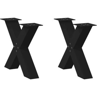 vidaXL Vidaxl - Patas Para Mesa De Centro En Forma De X (2 Unidades), Color Negro, 60 X (42-43) Cm, Acero
