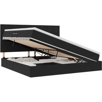 vidaXL Bed with Mattress with LED Black 200 x 200 cm Velvet vidaXL