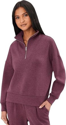 Varley Hawley Half Zip Sweat Womens Sweatshirt Sassafras Marl : XXS, Elastane/Polyester/Viscose