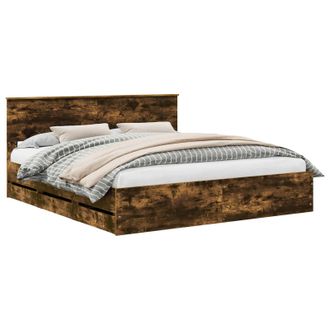 vidaXL Estructura De Cama Roble Ahumado 180 X 200 Cm Madera Ingenieril Vidaxl
