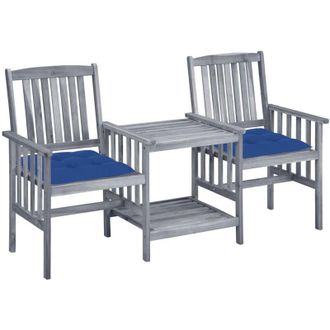vidaXL Sillas De Jard&iacute;n Con Mesa De Caf&eacute; Y Almohadillas Masivas