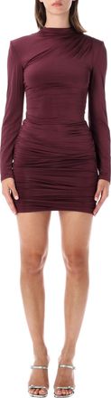 Rotate Drapey Ruched Draped Mini Dress