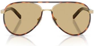 Prada 59mm Pilot Sunglasses in Tortoise Print/Gold/Yellow at Nordstrom