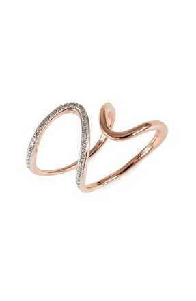 Monica Vinader Riva Diamond Open Wrap Ring in 18Ct Rose Gold On Sterling at Nordstrom, Size 6.5