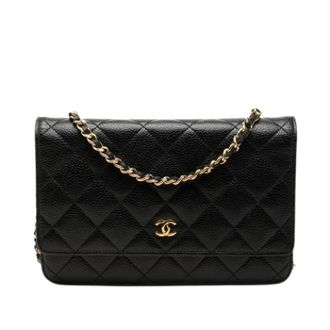 Chanel Pre-owned Wallet on Chain - Dames - Pre-owned - Zwart - Maat: ONE Size Zijde