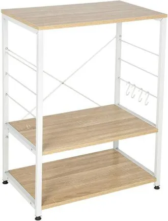Woltu Scaffale Per Cucina In Acciaio Legno Carrello Per Microonde Scaffalature Rovere - Woltu