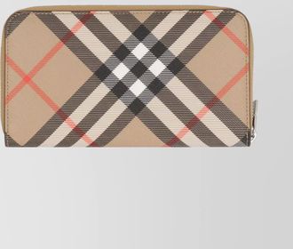 Burberry check fabric leather wallet