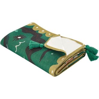 Beliani Beliani - Manta De P&iacute;cnic Para Exterior Con Correa Tejido Patr&oacute;n De Animales 150 X 200 Cm Verde Tuziani