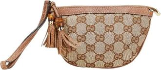Gucci Pre-owned Clutches, female, Beige, Size: ONE SIZE Pre-owned Canvas gucci-bags