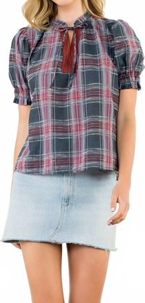 THML Clothing Kanya Plaid Top In Navy