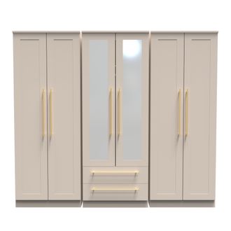 Welcome Furniture Ealing Ready Assembled Tall 6 Door 2 Drawer 2 Mirror Wardrobe in Kashmir Matt - Welcome Furniture | TJ Hughes