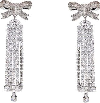 Self Portrait Accessoires, Dames, Grijs, ONE Size, Oorbellen met Kristallen