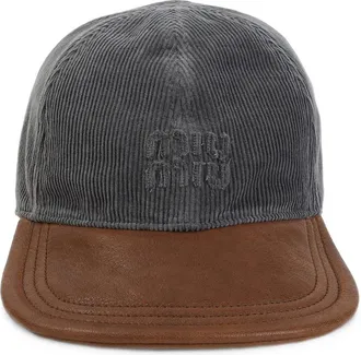 Miu Miu Corduroy And Leather Baseball Cap