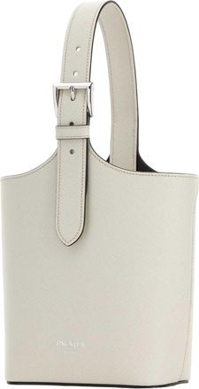 Prada Womens White Leather Shoulder Bag Talco-Nero Borse A Mano Talco/nero