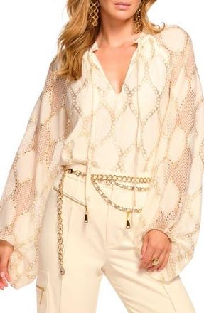 Ramy Brook Ria Metallic Chain Print Top in Winter White Diamond at Nordstrom Rack, Size Small