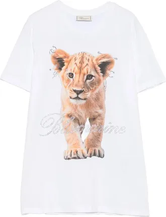 Blumarine Lion-print Crystal-embellished T-shirt